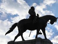 a silhouette of general lee's statue 