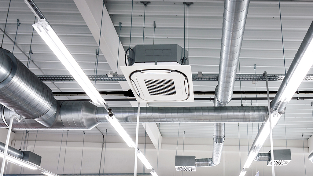 ceiling mounted air condition units with other parts of ventilation system, such as tubing