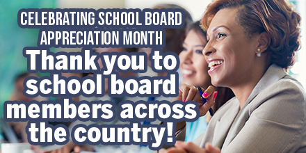 Celebrating School Board Appreciation Month--Woman smiling flanked by colleagues