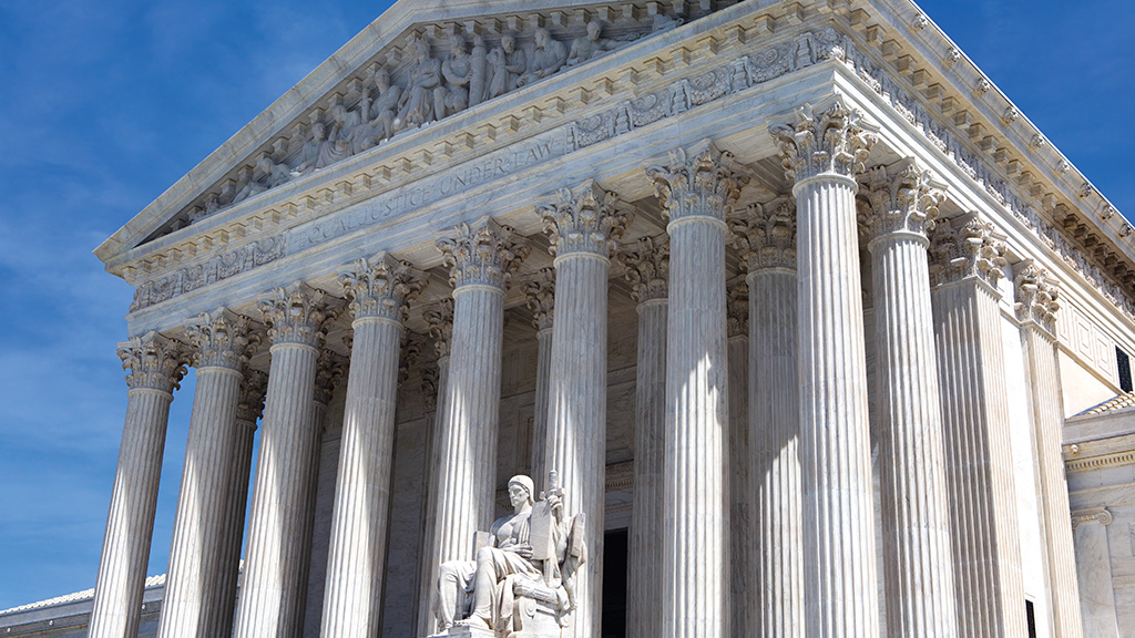 A photo shows the grandeur of the U.S. Supreme Court. 