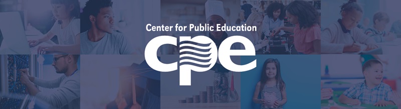 a collage of images of students with the words "Center for Public Education" and the CPE logo